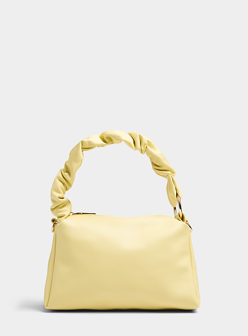 Simons Yellow Gathered handle rectangular bag for women