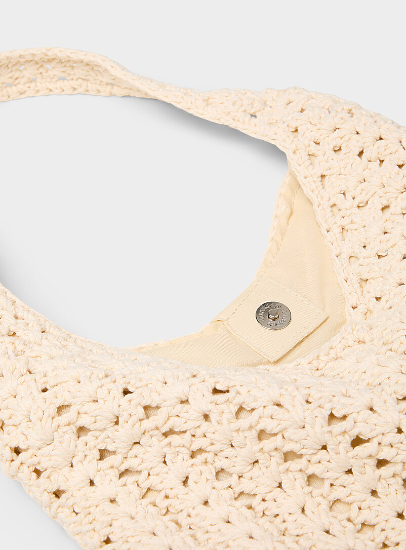 Simons: Le sac besace cordes crochet&eacute;es Brun clair pour femme