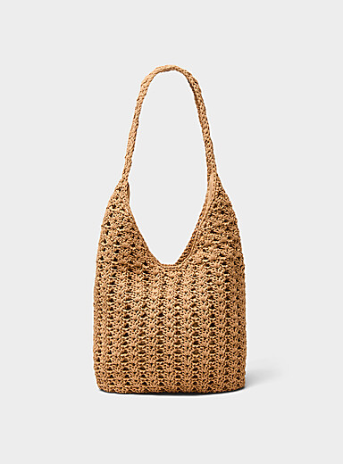 Crocheted-cord hobo bag