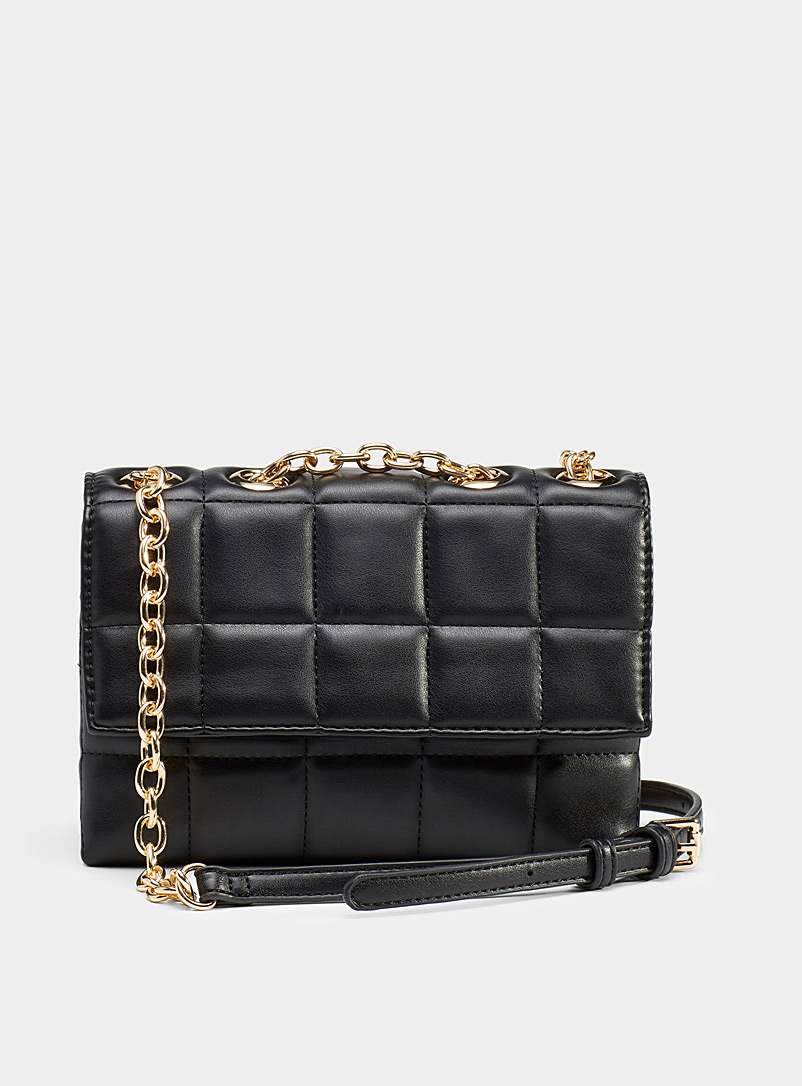 Simons Black Check quilted flap bag for women