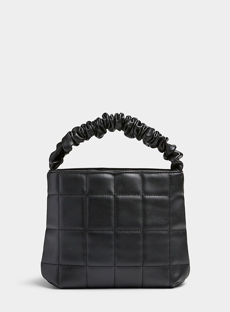 Simons Black Quilted check square bag for women
