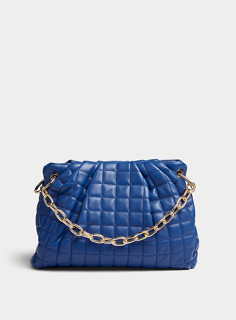 Simons Sapphire Blue Stitched check bag for women