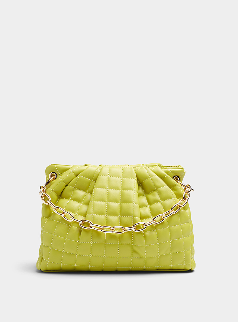 Simons Bright Yellow Stitched check bag for women