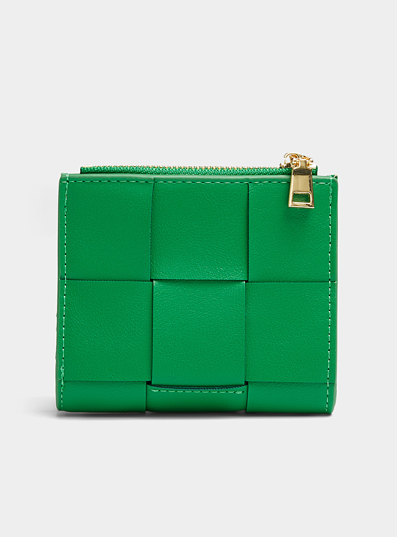 Simons: Le portefeuille effet cuir natté surdimensionné Vert pour femme
