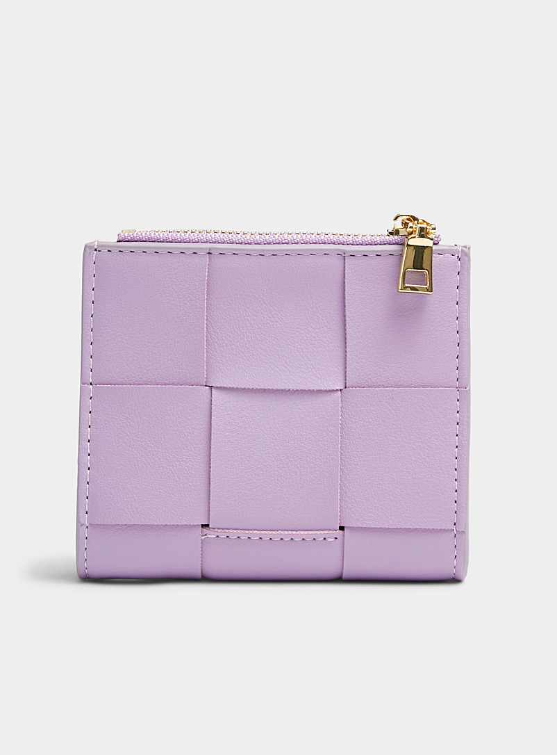 Simons Lavender/Light Crimson Braided faux-leather wallet for women