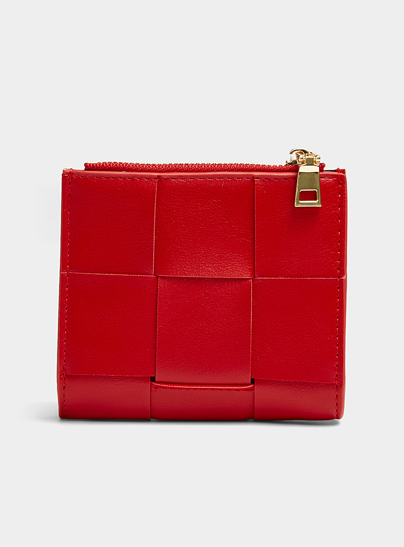 Simons: Le portefeuille effet cuir natté surdimensionné Rouge pour femme