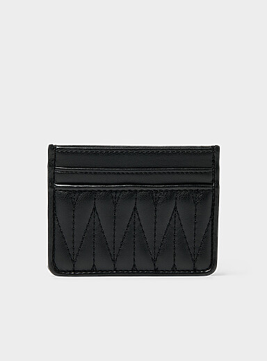 Tone-on-tone topstitched heart card holder
