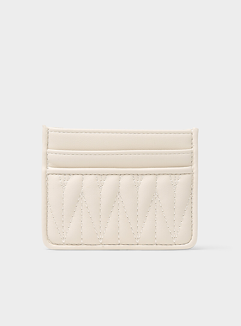 Simons Black Tone-on-tone topstitched heart card holder for women