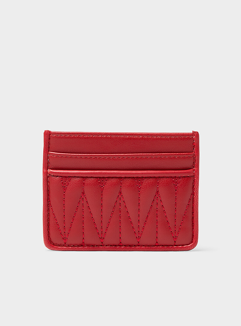 Simons: Le porte-cartes c&oelig;urs surpiqu&eacute;s ton sur ton Noir pour femme