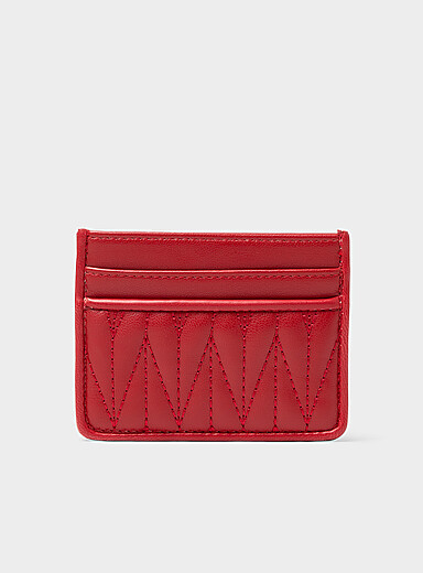 Simons: Le porte-cartes c&oelig;urs surpiqu&eacute;s ton sur ton Noir pour femme