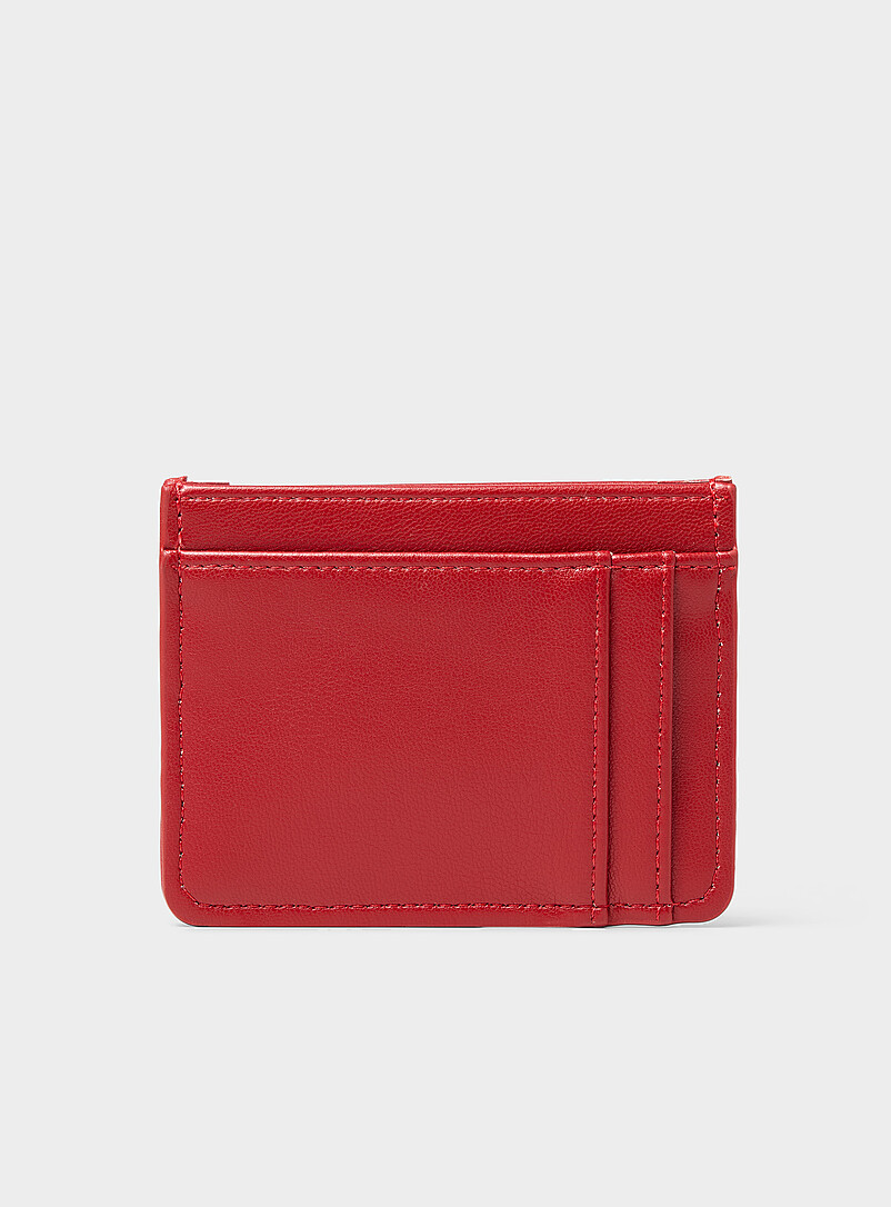 Simons Black Tone-on-tone topstitched heart card holder for women