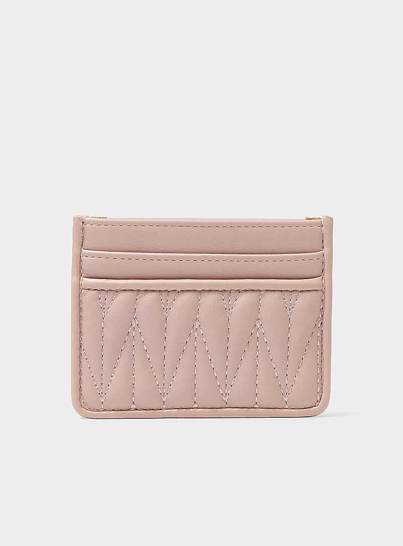 Simons Black Tone-on-tone topstitched heart card holder for women