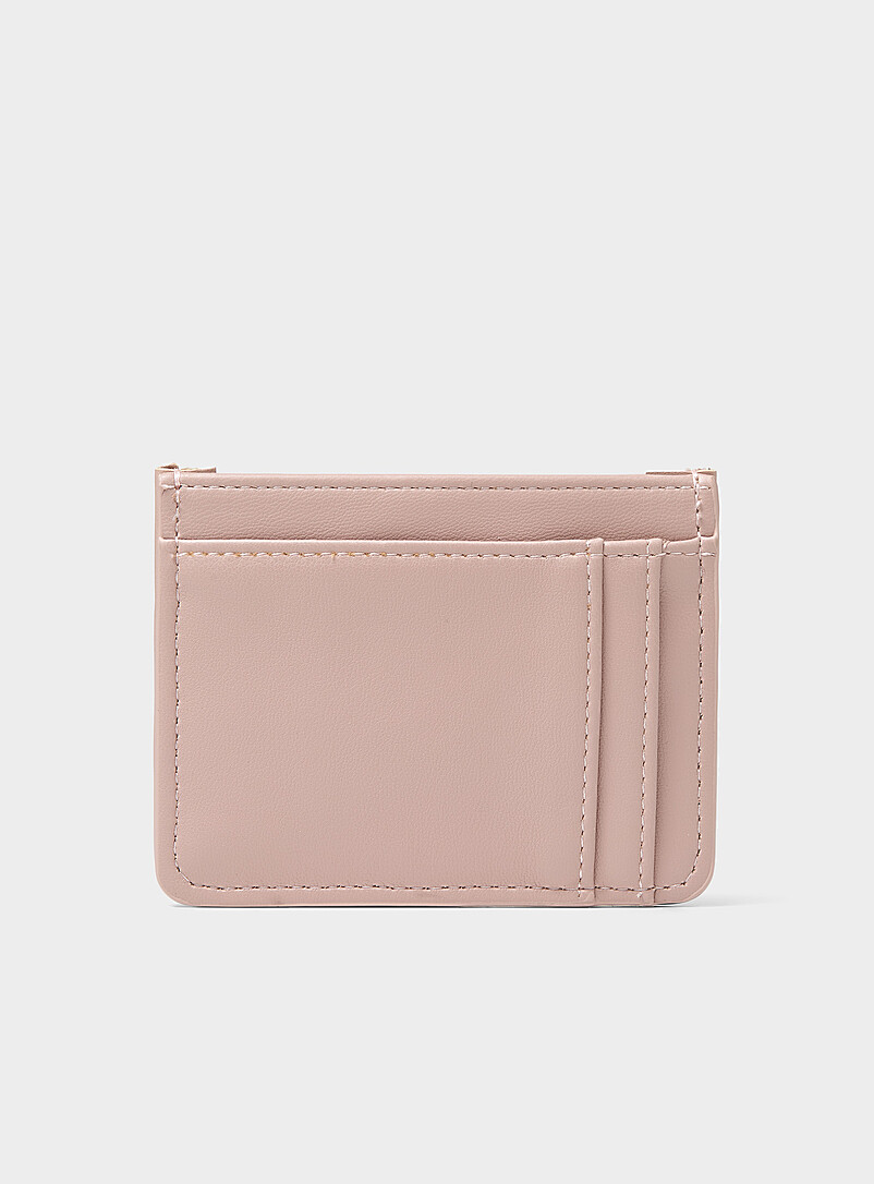 Simons Black Tone-on-tone topstitched heart card holder for women