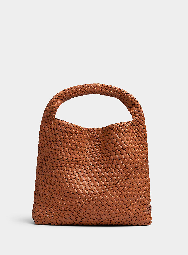 Simons Brown Basket weave-style tote for women