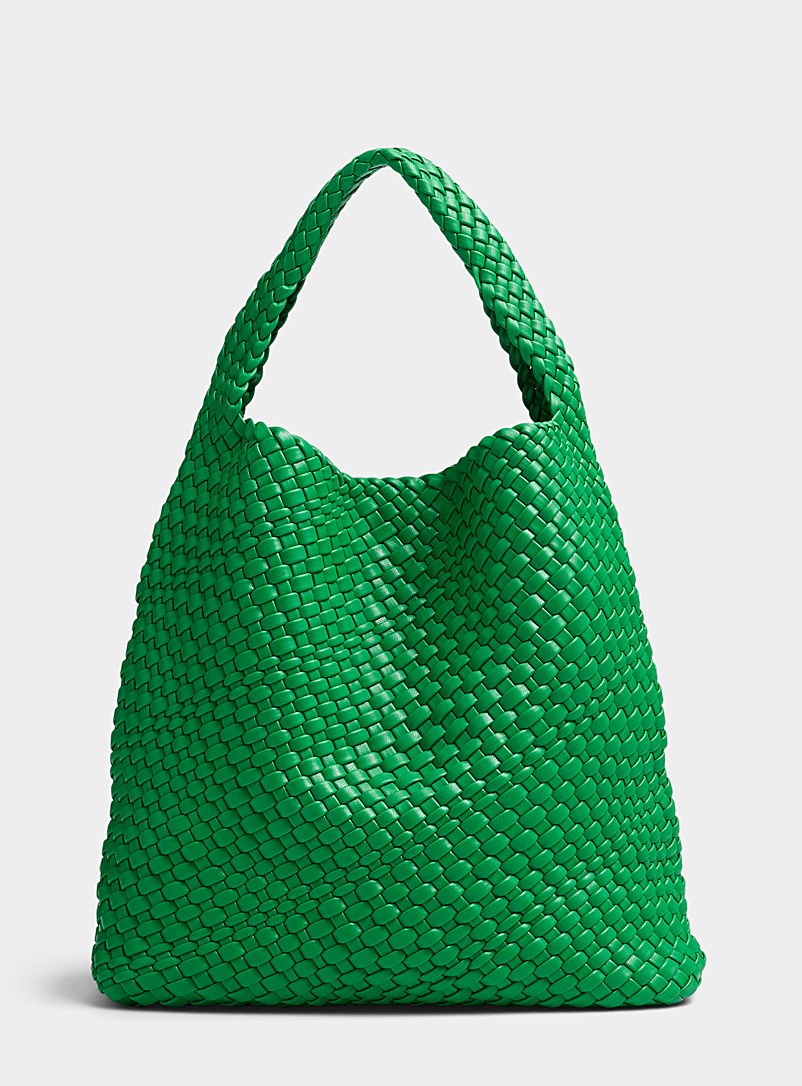 Simons Green Basket weave-style tote for women
