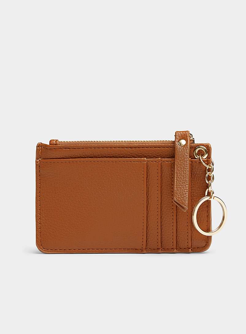 Simons Brown Grained faux-leather card holder for women
