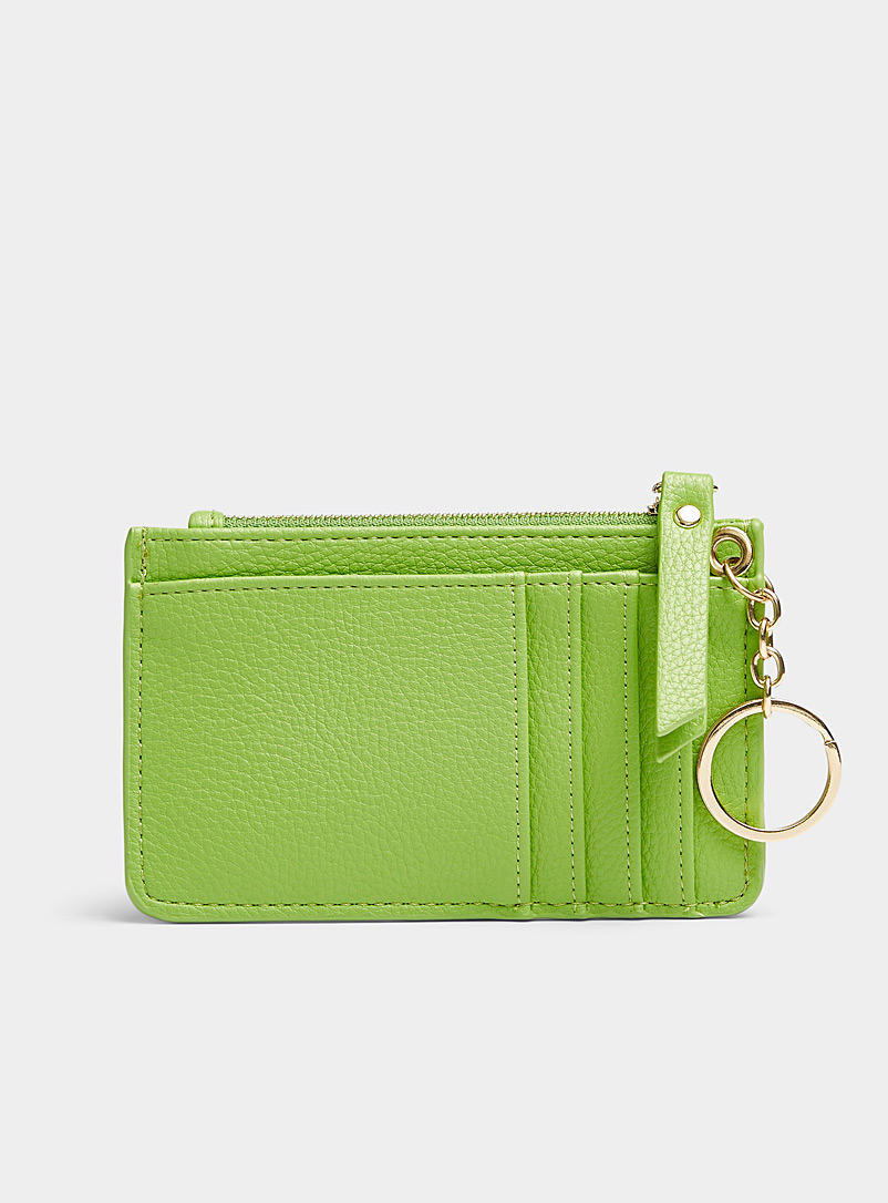 Simons Mint/Pistachio Green Grained faux-leather card holder for women