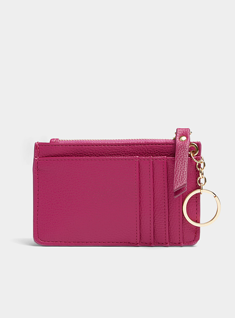 Simons Fuchsia Grained faux-leather card holder for women