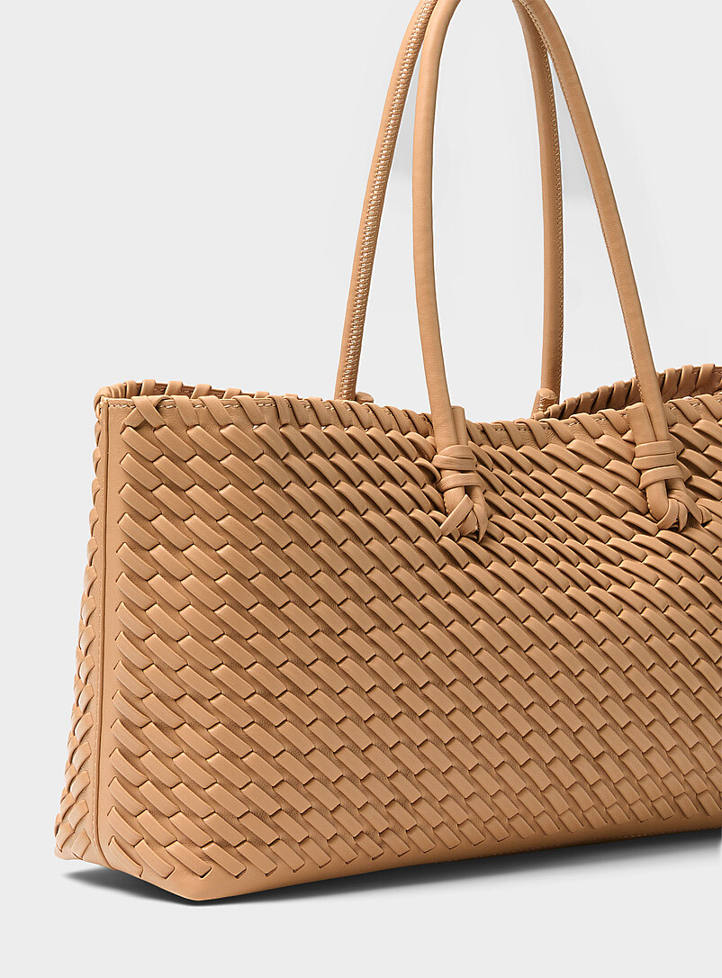 Simons: Le sac baguette tress&eacute; anses tubulaires Noir pour femme