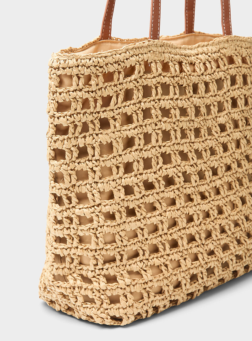 Simons: Le fourre-tout paille crochet&eacute;e Brun clair pour femme