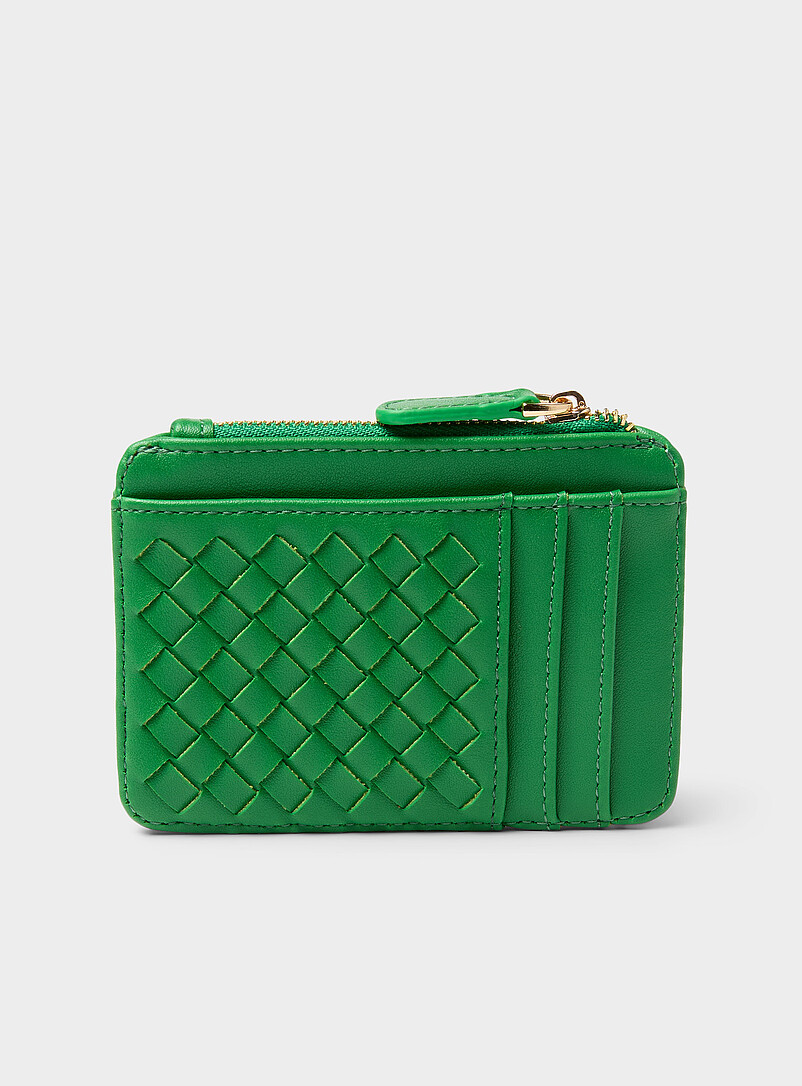 Simons: Le porte-cartes tressage panier Brun noisette pour femme