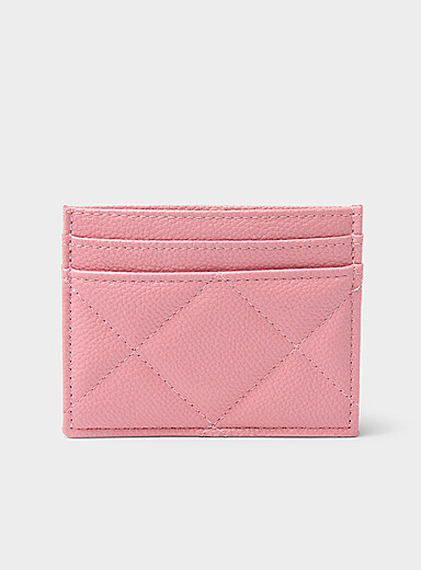 Simons Ivory/Cream Beige Quilted diamond card holder for women