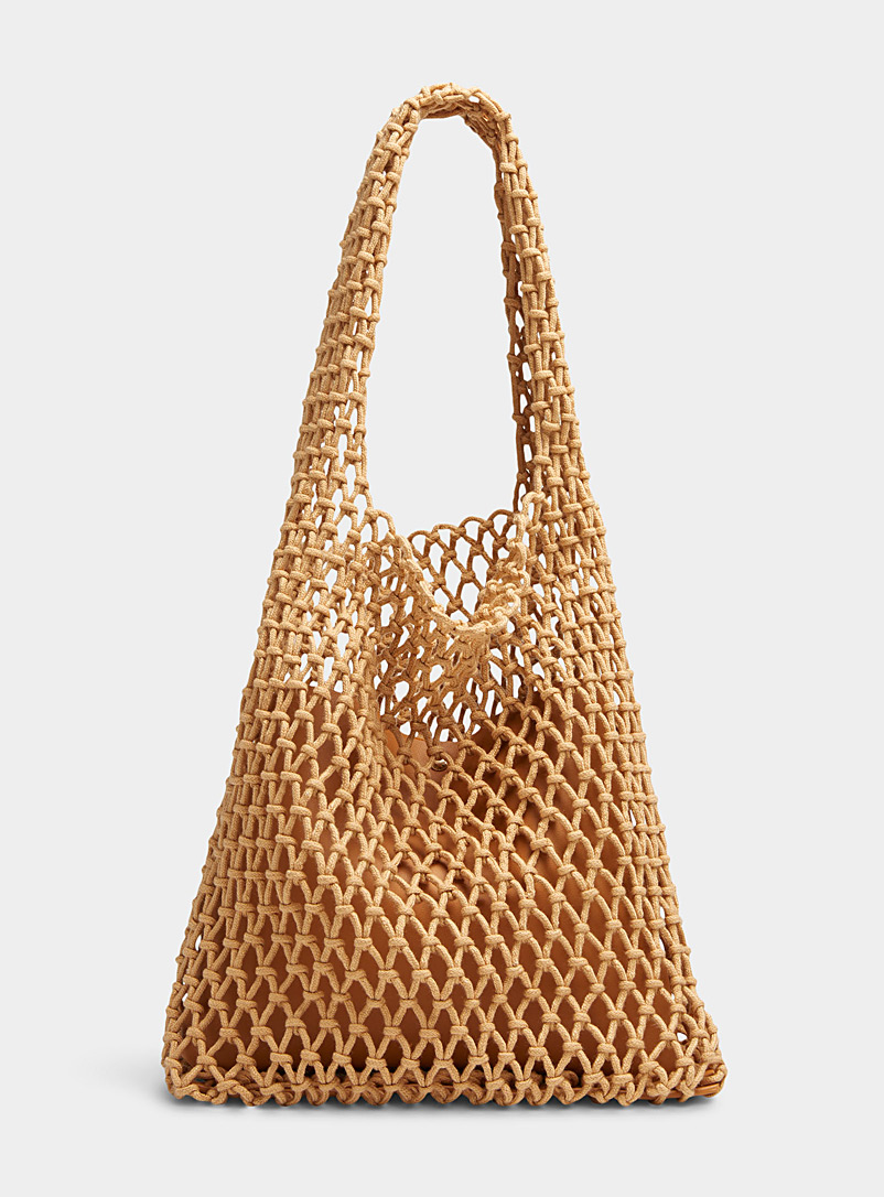 Simons Fawn Monochrome crocheted tote for women