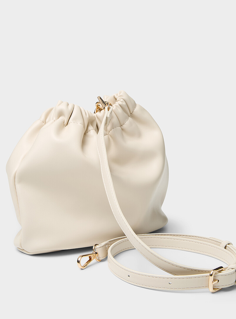 Simons Off White Marbled bead handle evening bag for women