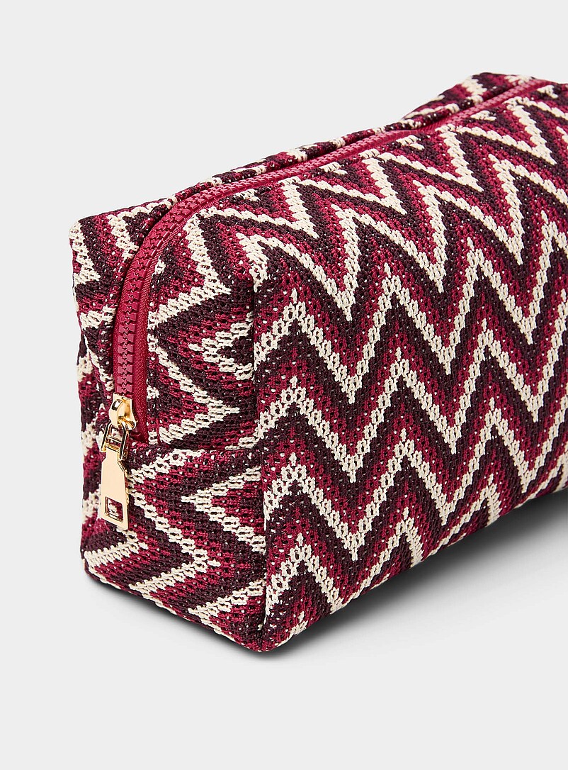 Simons: L'&eacute;tui &agrave; cosm&eacute;tiques zigzag avec bouteilles Rouge &agrave; motifs pour femme