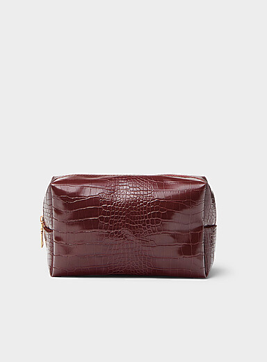 Croc-look faux-leather cosmetics case
