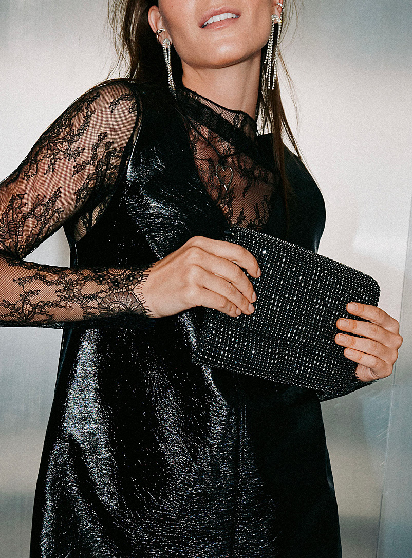 Shimmery stone flap clutch | Simons | Shop Women%u2019s Evening Bags ...