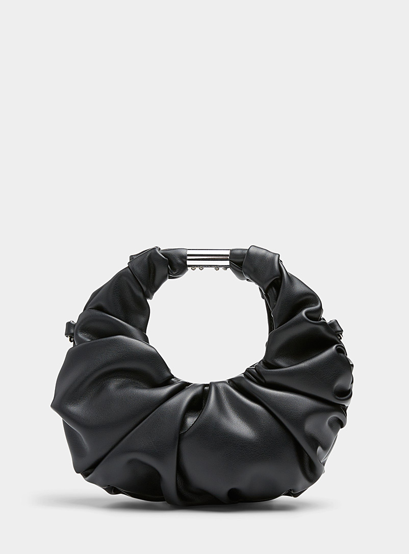 Simons Black Pleated half-moon evening bag for women