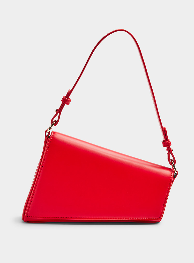 Simons Red Asymmetric flap bag for women