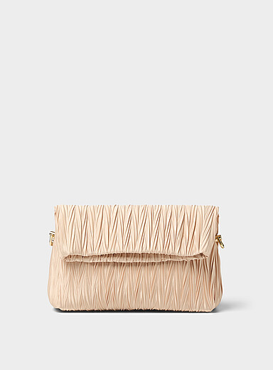 Pleated satin evening bag