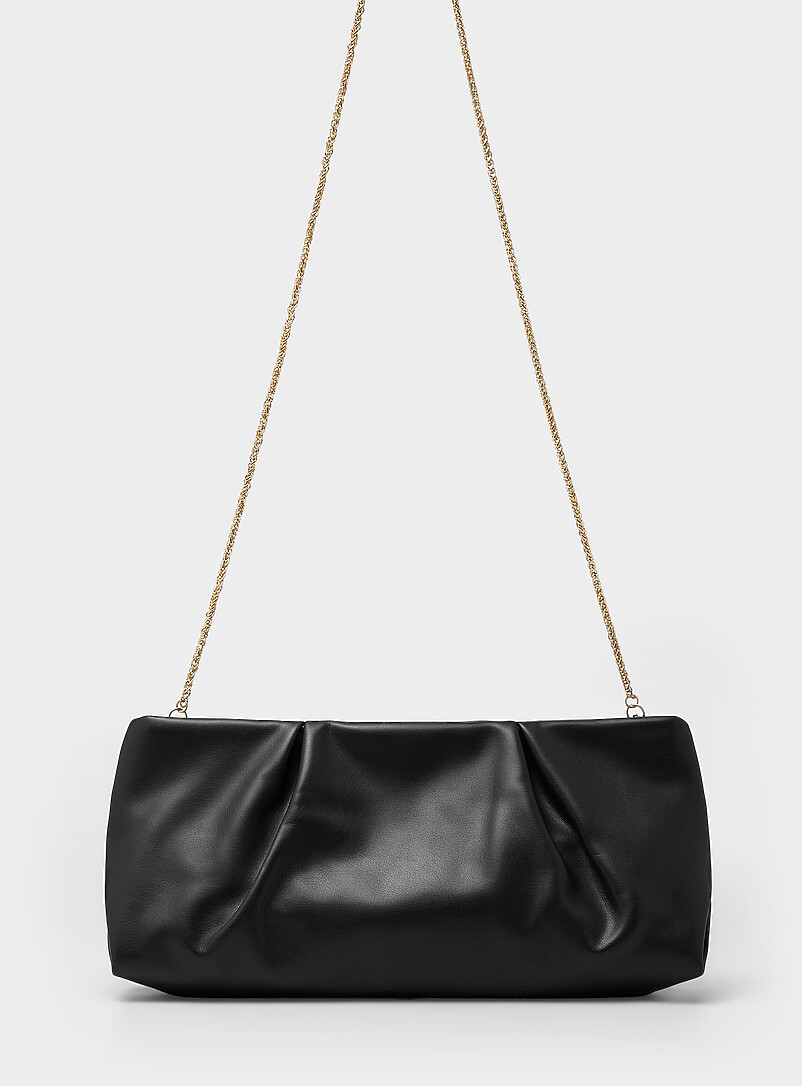 XL pleated faux-leather clutch | Simons | Shop Women%u2019s