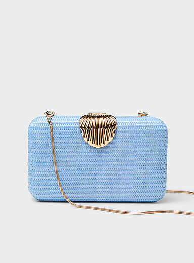 Shell straw-like evening bag