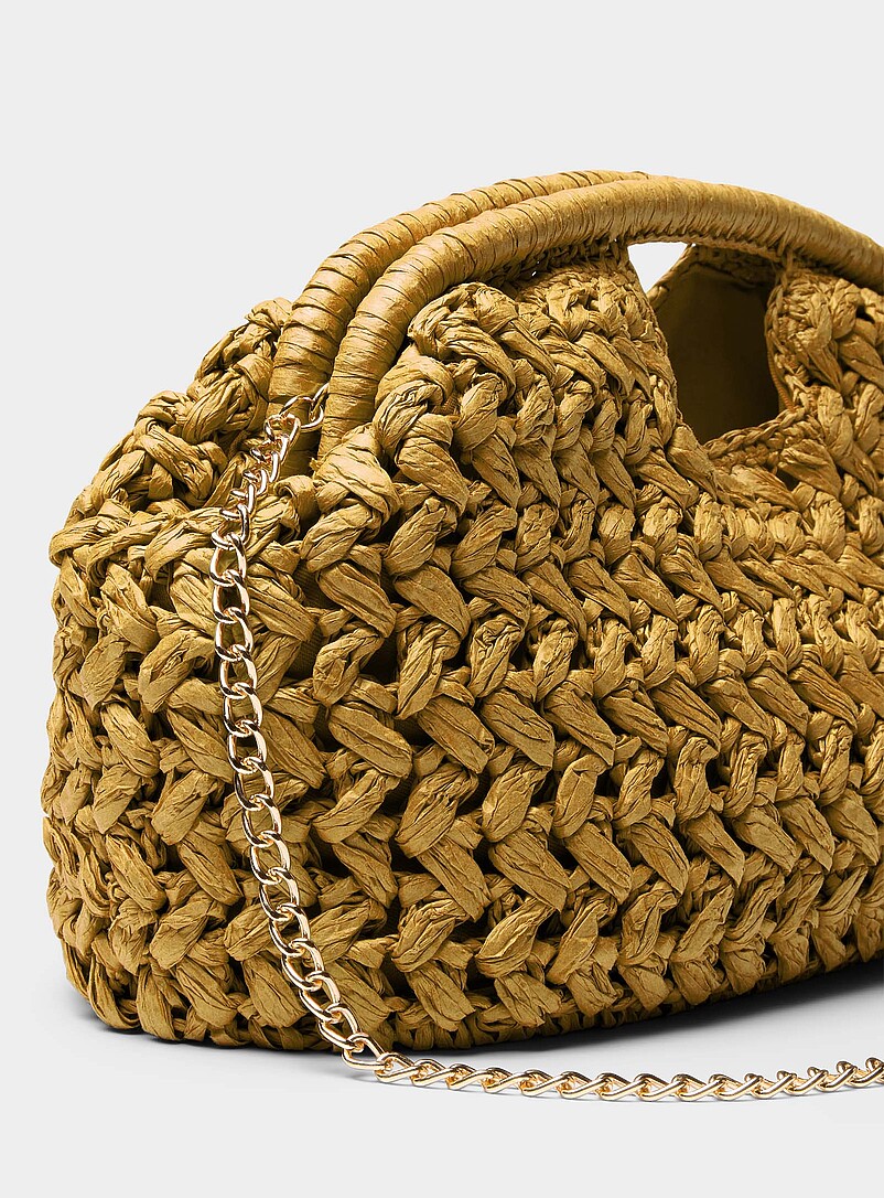 Simons Chocolate/Espresso XL woven paper straw clutch for women