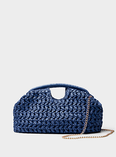 XL woven paper straw clutch