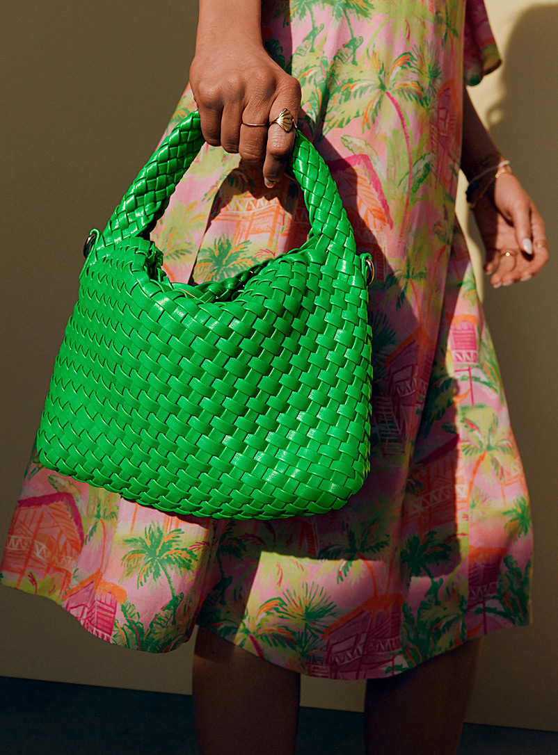 Simons: Le petit sac tissé effet panier Vert pour femme