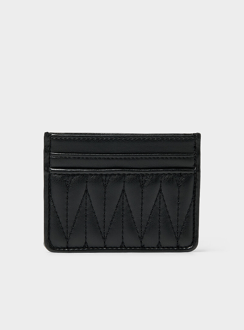 Tone-on-tone topstitched heart card holder product image (primary)