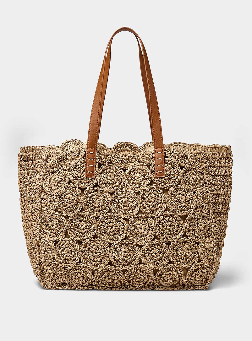 Braided Straw Squared Tote Bag