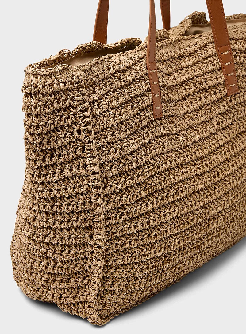 Braided straw squared tote bag product image 2