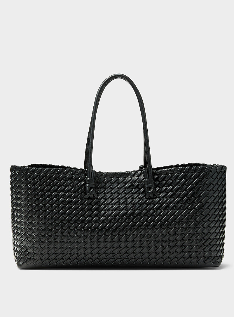 Tubular Handle Braided Baguette Bag