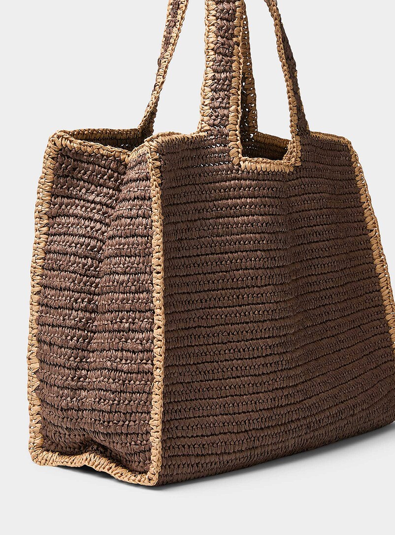 Contrast trim braided straw XL tote bag product image 2