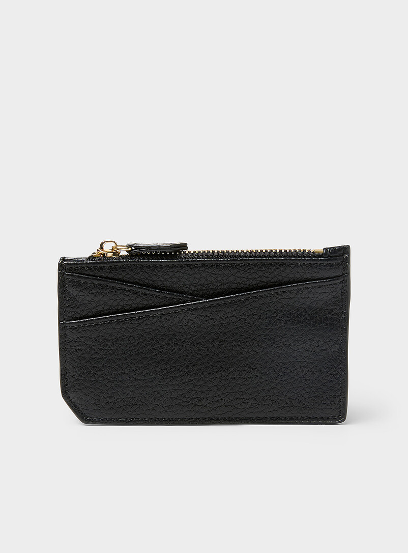 Angular-Pocket Pebbled Card Holder