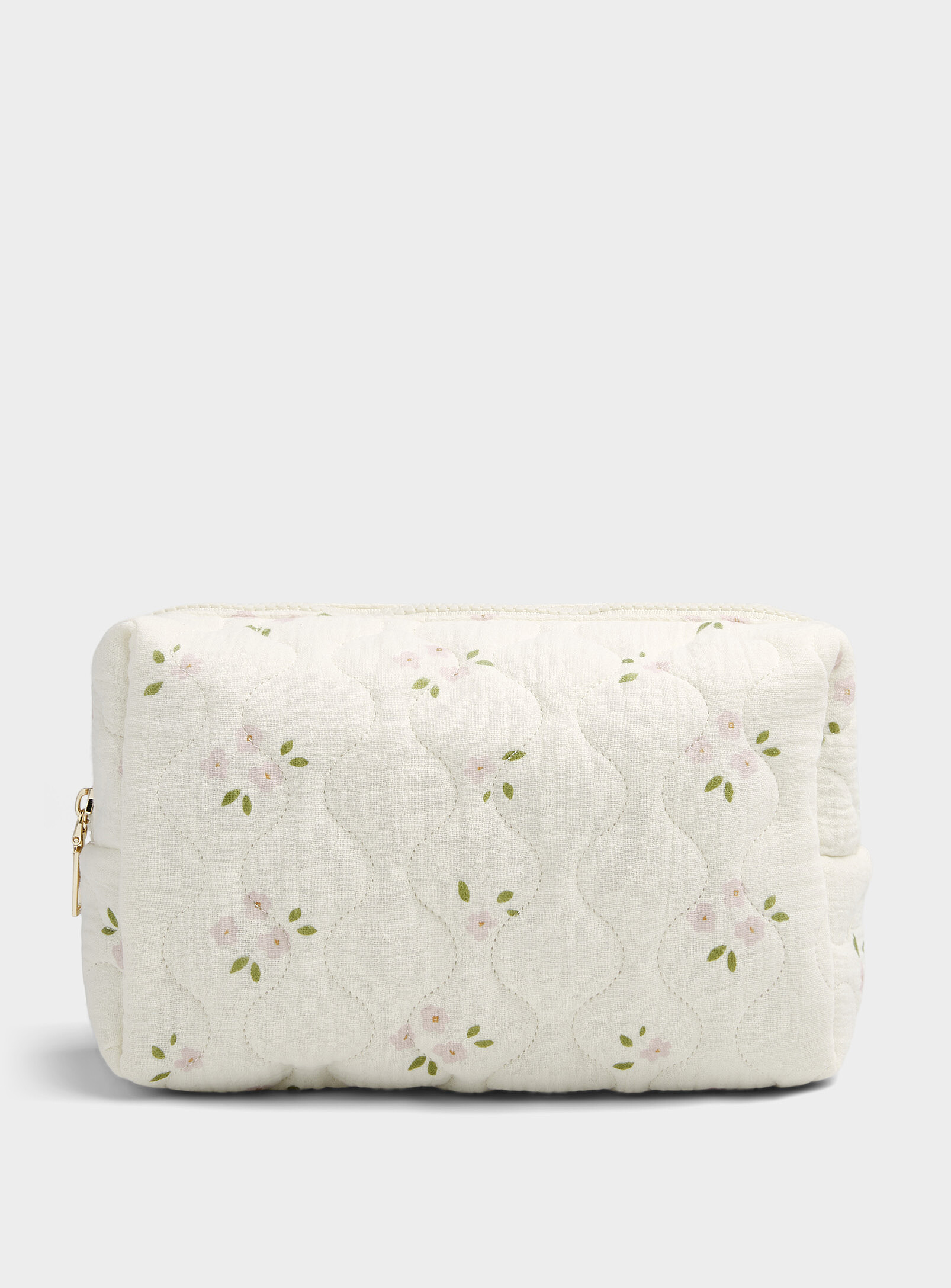 Simon's Mini-pattern Quilted Cosmetics Case In Patterned White