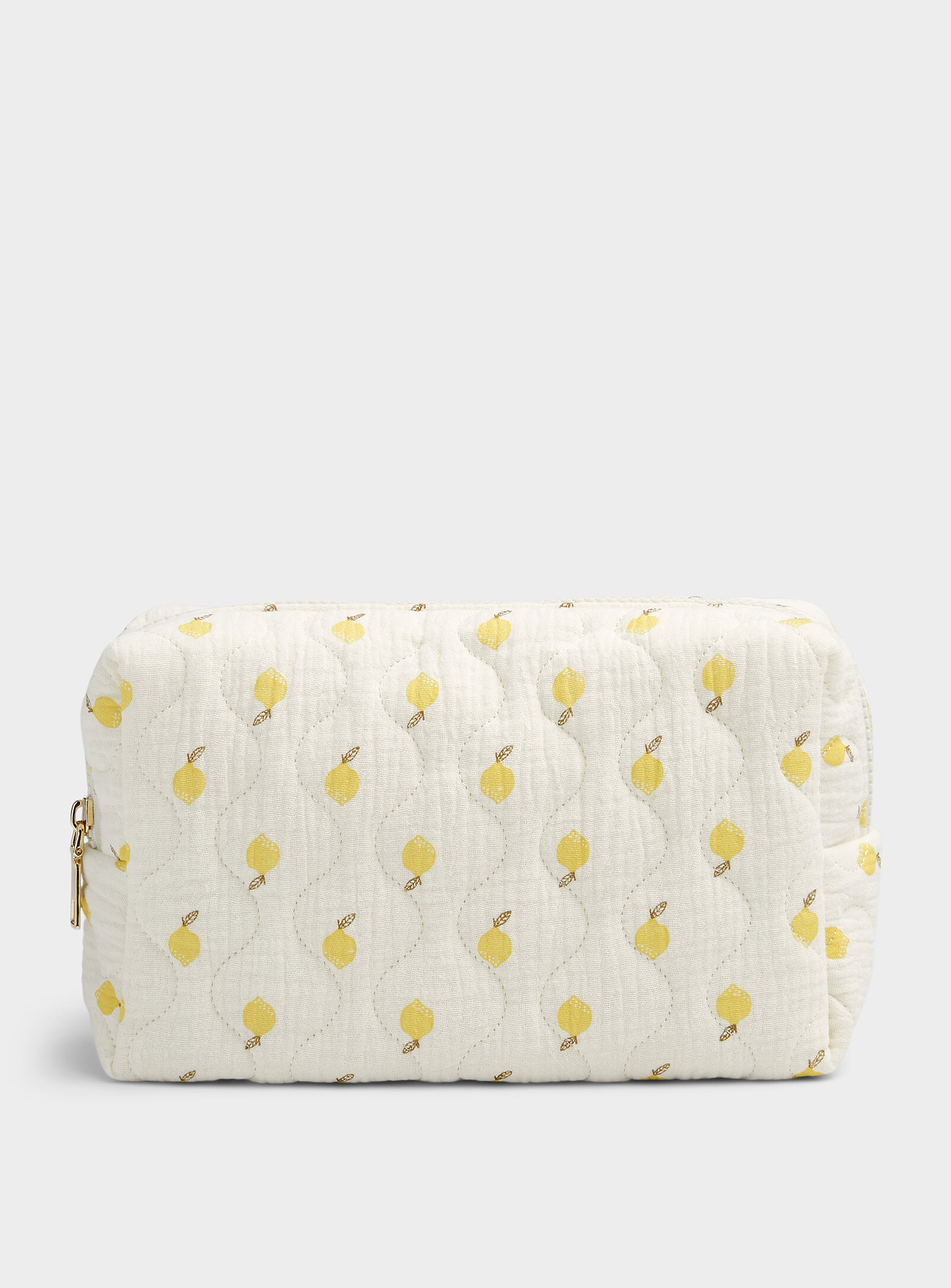 Simon's Mini-pattern Quilted Cosmetics Case In Patterned Yellow