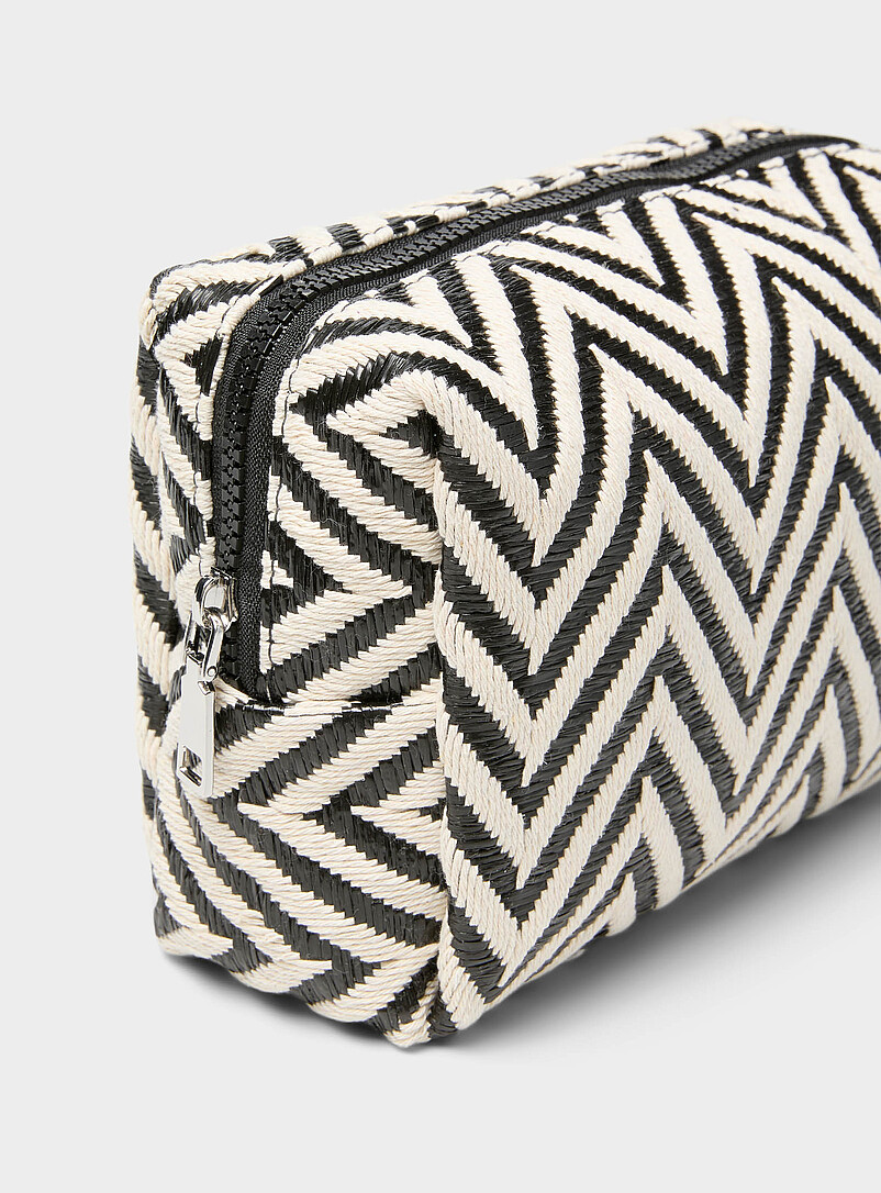 Black and white zigzag cosmetics case with bottles product image 2