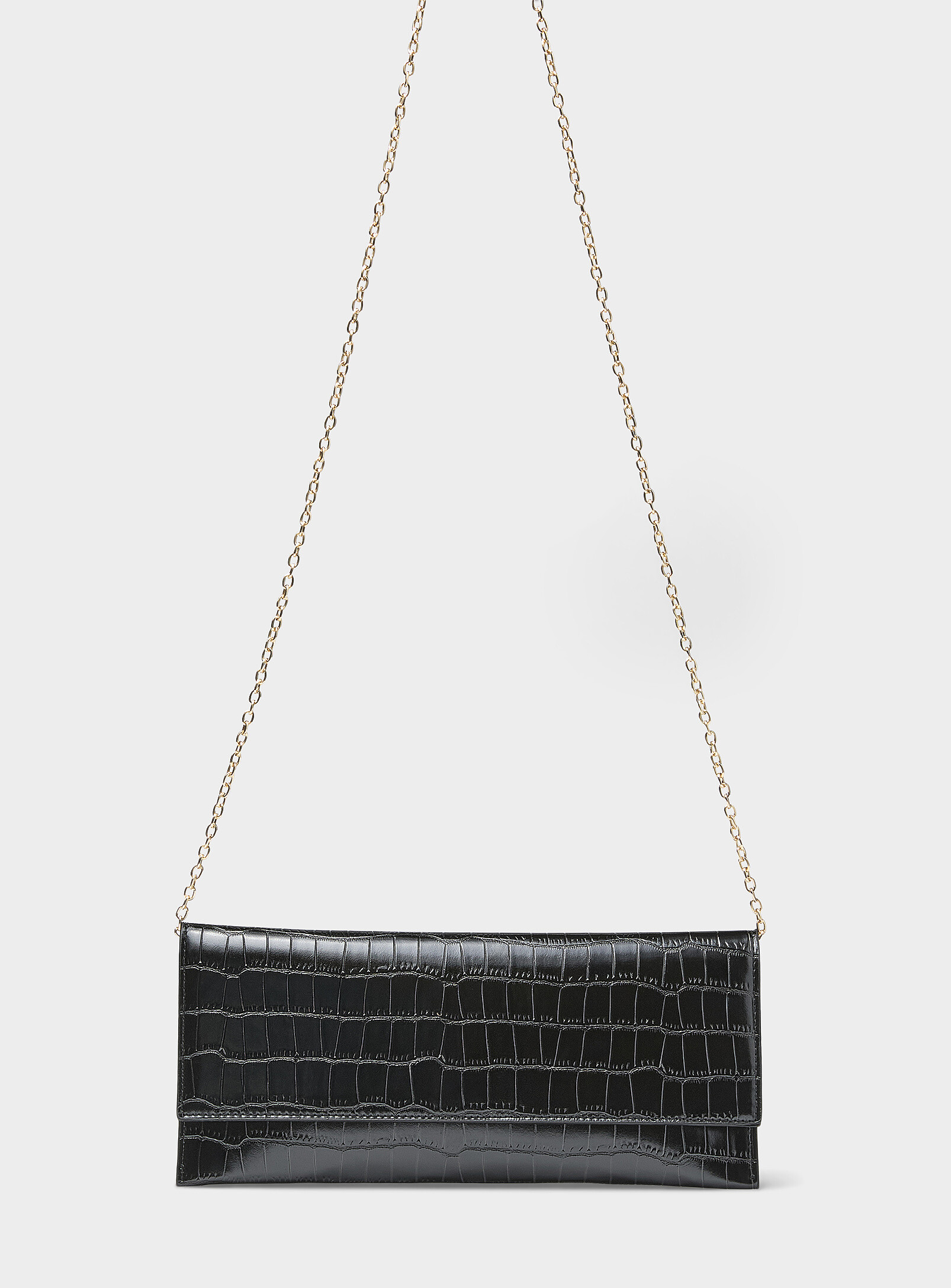 Simon's Solid Croc Clutch In Black