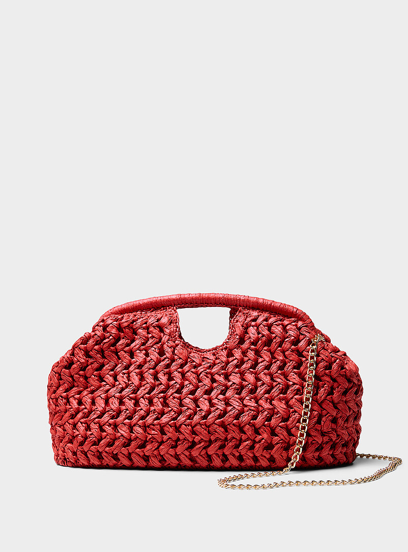 XL woven paper straw clutch product image (primary)
